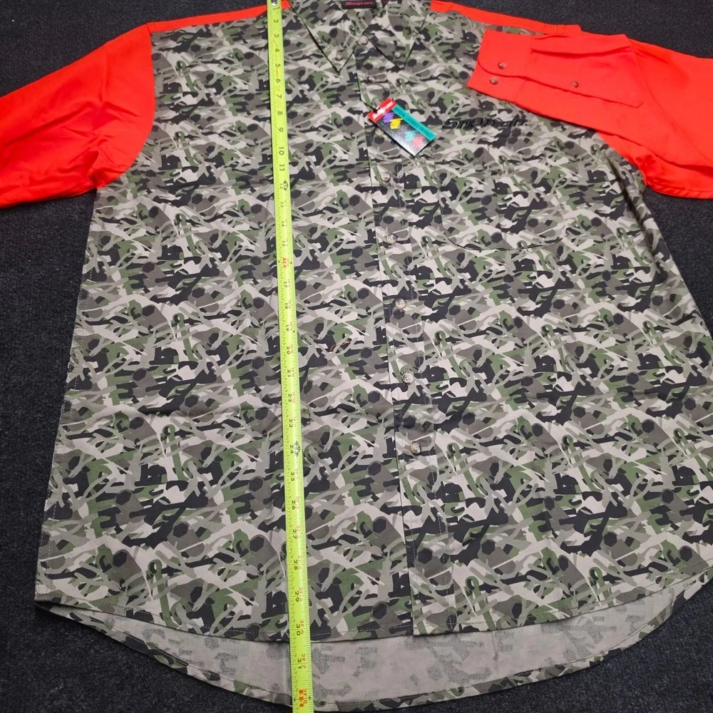 Snap-on Tools Mens Camo Orange Work Shirt Large Wrench Camouflage NWT
